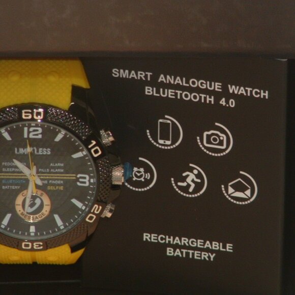 New Limitless Men’s Black & Yellow SU-2567-C Analog Smart Watch - Picture 2 of 4